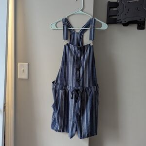 Striped Blue Romper with Pockets